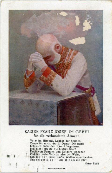 Car Franjo Josip I. u molitvi za savezničke Armije (HR-HDA-635. Družba Braća Hrvatskog Zmaja)